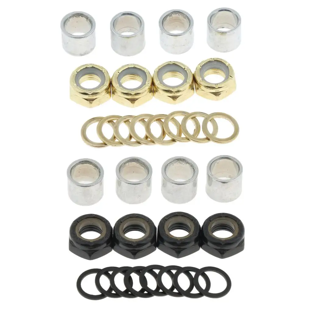 Skateboard Truck Bearing Spacers Washers And Nuts for Scooter Inline Skate