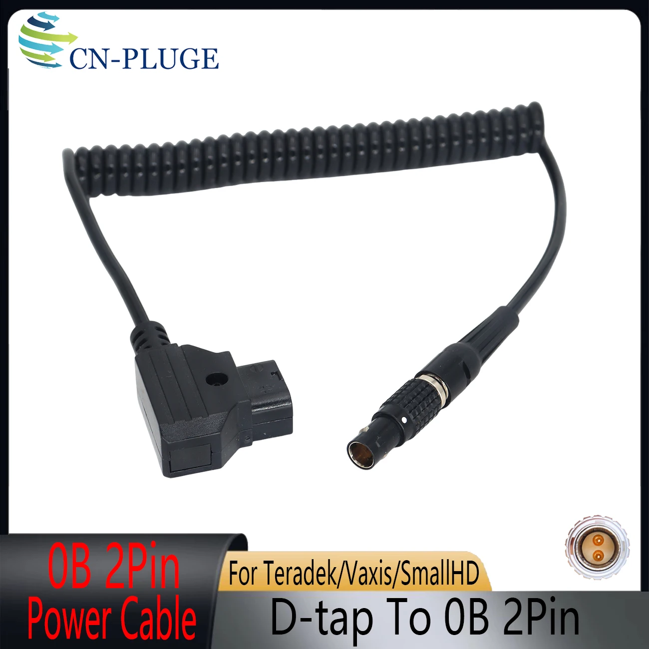 D-Tap to Black  0B 2Pin Power Cable For Teradek Bolt Pro ,Vaxis/SmallHD/Hollyland 600 Blackmagic PYXIS 6K Camera Power Cord