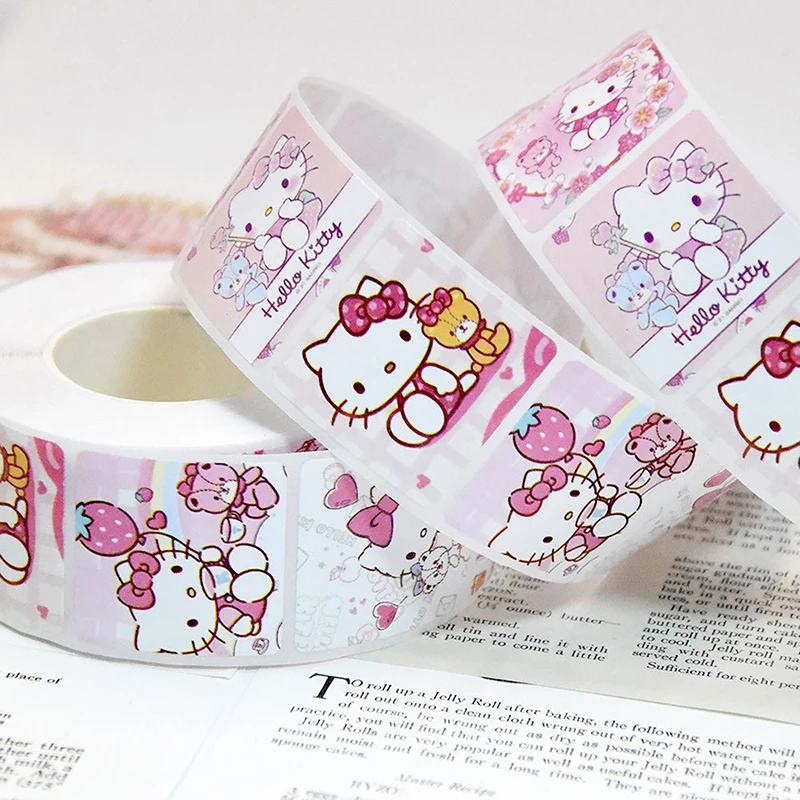 New 500PCS Cartoon Cute Roll Stickers Sanrio Kulomi Yugui Dog Melody Teacher Children Reward Stickers Children Gift Kawaii