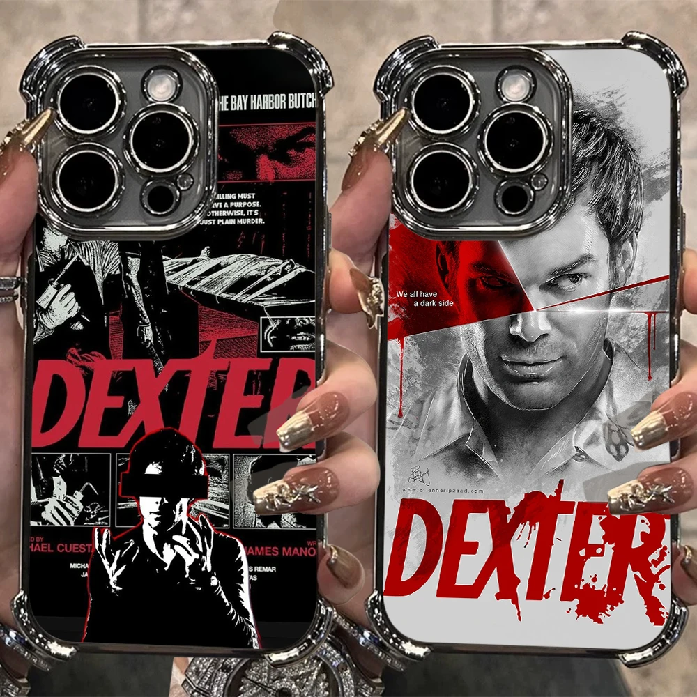 D-Dexter M-Morgan Plating Phone Case For Samsung S26 S25 S24 S23 S22 S21 S20 FE Note20 Edge Plus Ultra 4G 5G Anti Fall Airbag