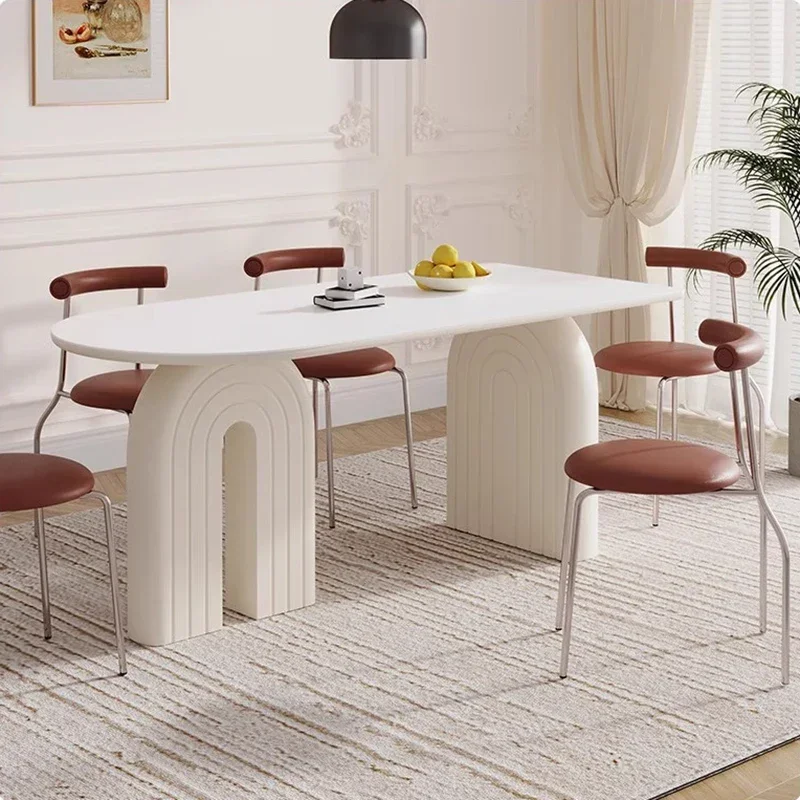 

ZFrance Cream Style Rock Plate Dining Table Modern Simple Designer Restaurant Dining Table Minimalist Home Furniture Esstisch FY