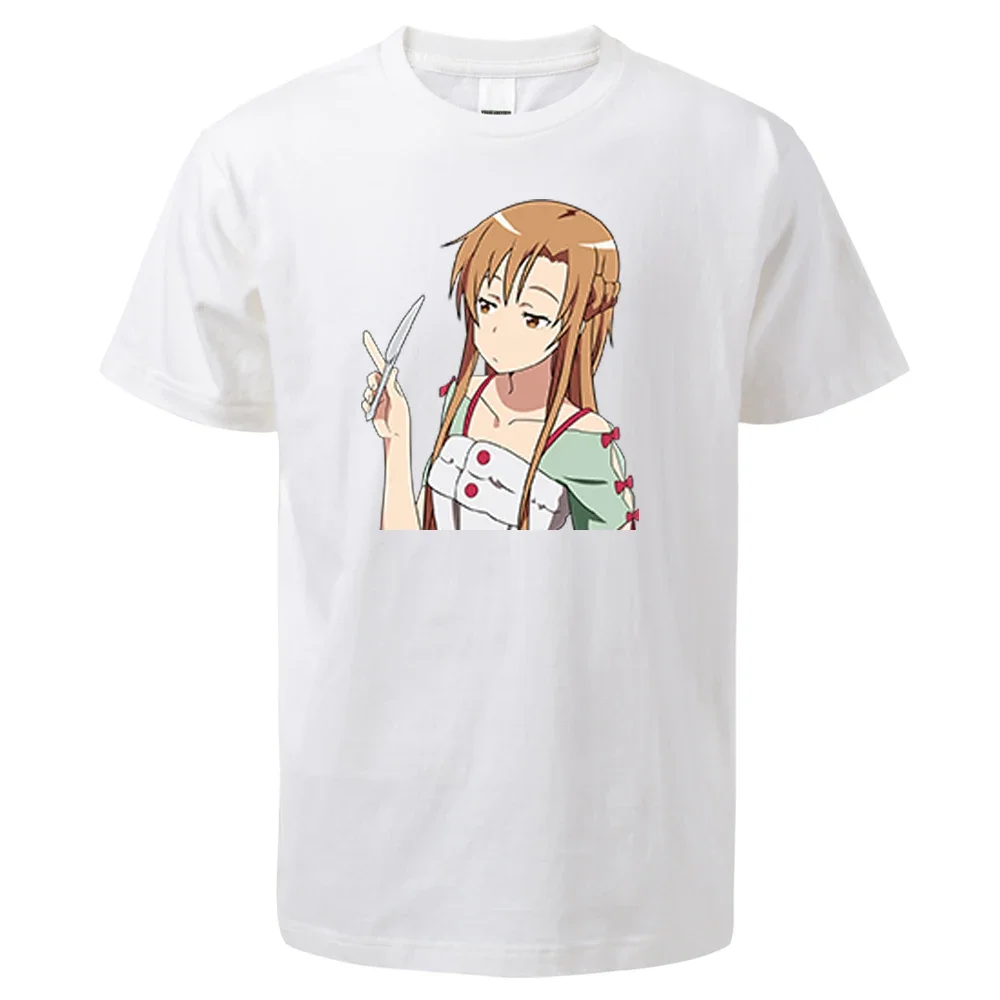 Yuuki Asuna Anime Kawaii Girl Summer 2024 Male Casual T-Shirt Hip Hop O-Neck Tees Man Clothes Oversized T-Shirts