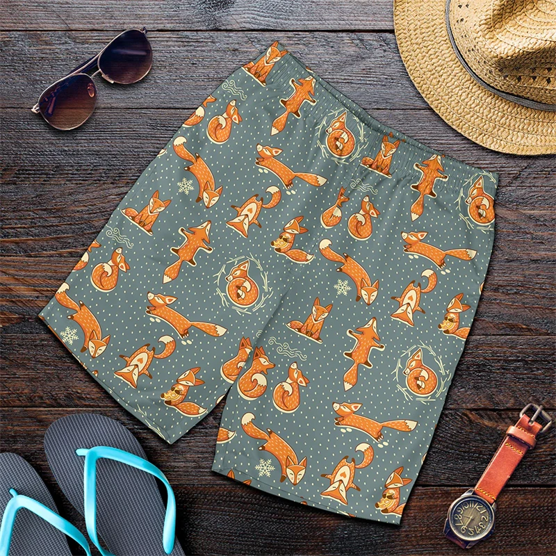 Newest Men Women Summer Hawaii Beach Shorts Fashion Cool Anime Fox 3D Printing Holiday Party Casual Short Pants Oversized Trunks