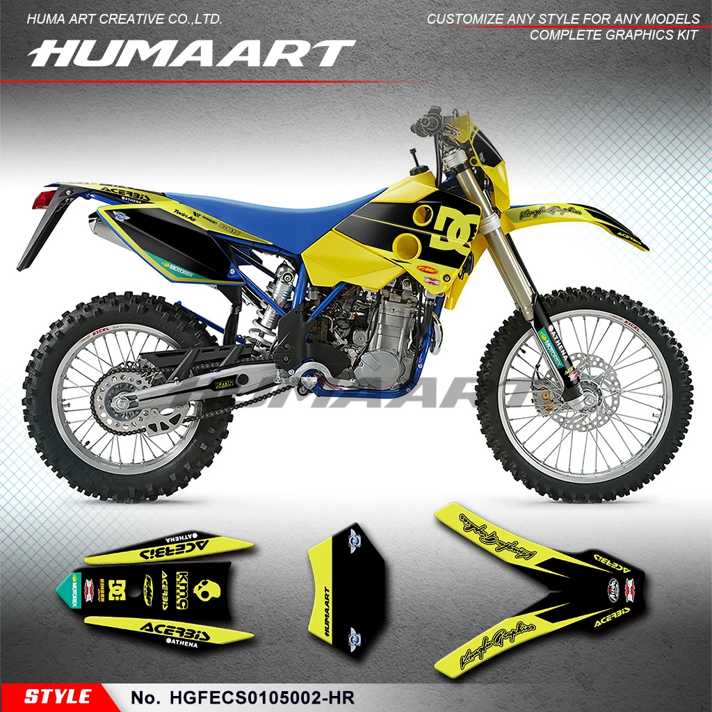 

HUMAART Graphics Kit Adhesive sticker for Husaberg FS FC FE 400 450 501 550 650 2001 2002 2003 2004 2005, HGFECS0105002-HR