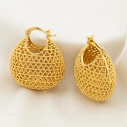 Chunky Clip Earrings For Women Gold Plated Bag Shape Earings Simplicity Copper Ear Hollow Out Jewelry Wedding Party Famale Gifts