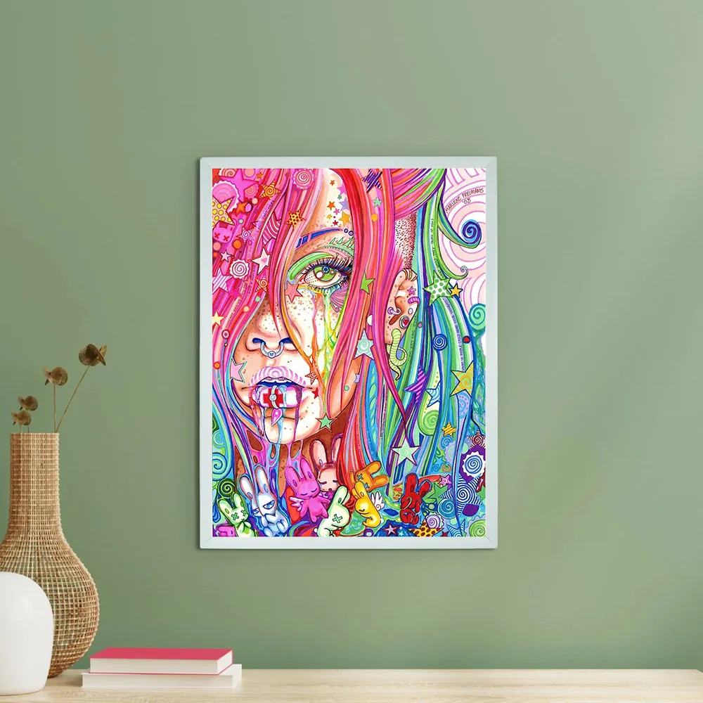 حية مخدر قماش الفن تريبي جدار ديكور السريالية اللوحة مجردة التعبير الحديث ديكور فني للمنزل هدية فريدة من نوعها ترين