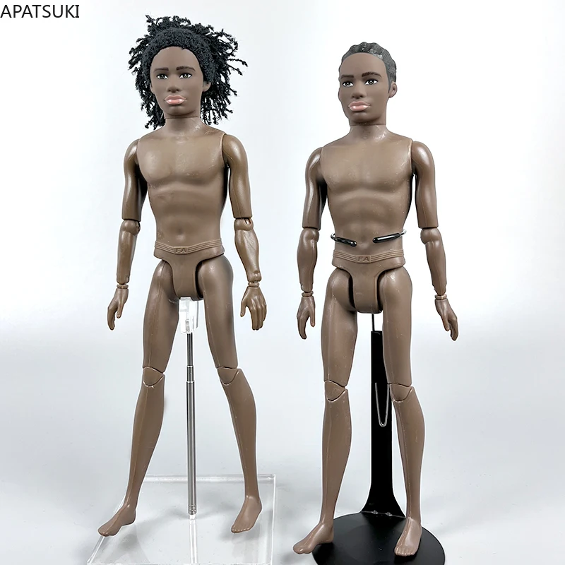 Chocolates-Muñeca articulada móvil para niños, muñeca BJD 1/6 negra desnuda con cabeza de pelo trenzado rastas, accesorios para muñecas, juguetes para niños, 12"