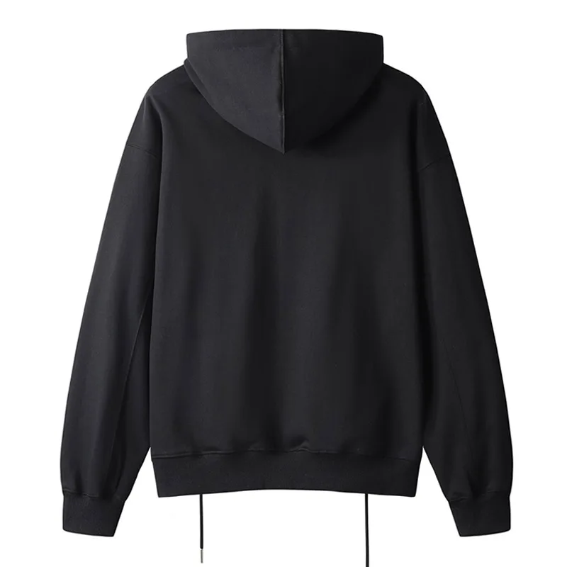 Men Ribbon Hoodie High Street Drawstring Pocket Pullover Coat Letter Embroidery Hooded Sweatshirt Hip Hop Couple Streetwear Tops