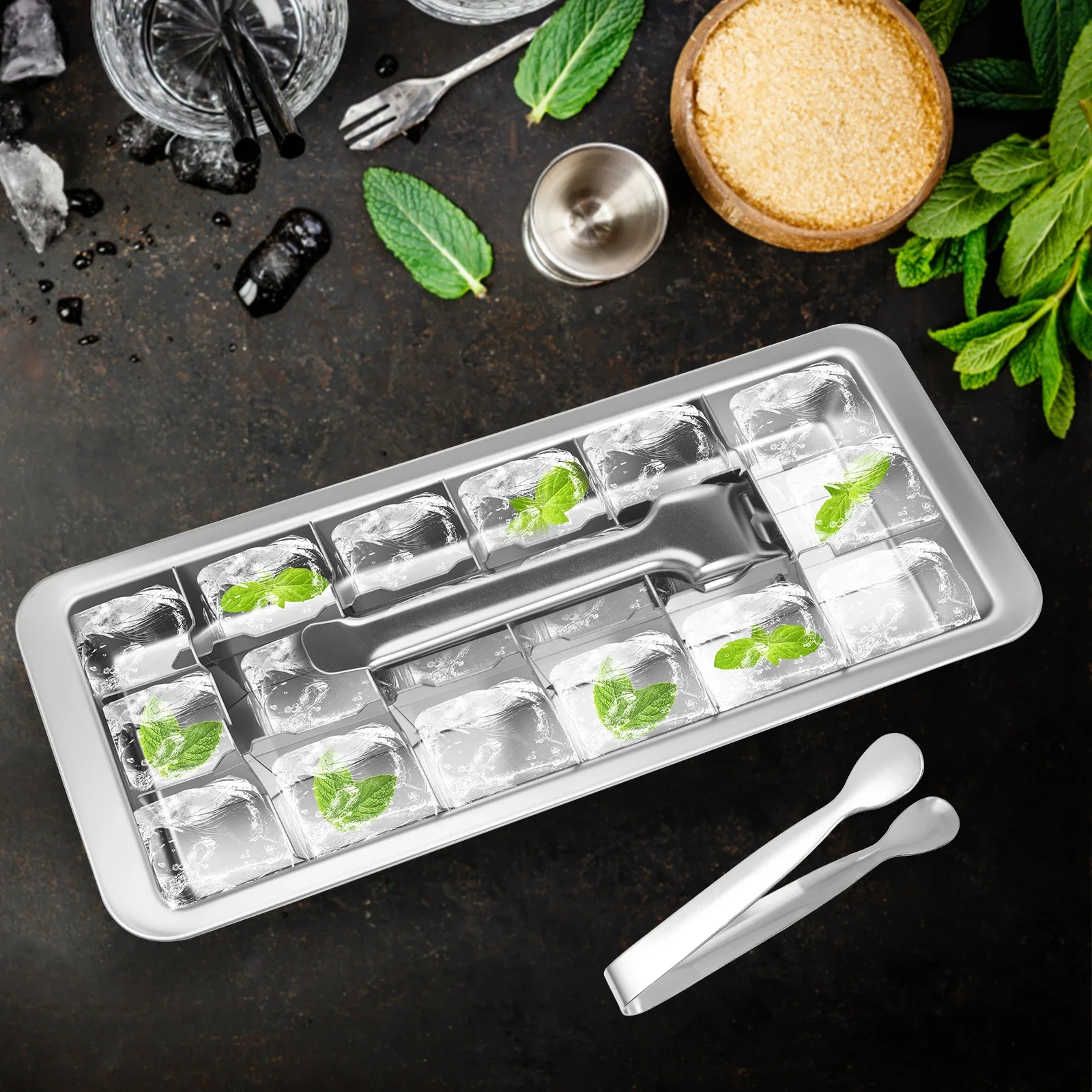 

Stainless Steel Ice Cube Maker 18 Slots Ice Tray with Lever Versatile Dishwasher Safe Ice Cube Tray for Milk and Drink Cooling