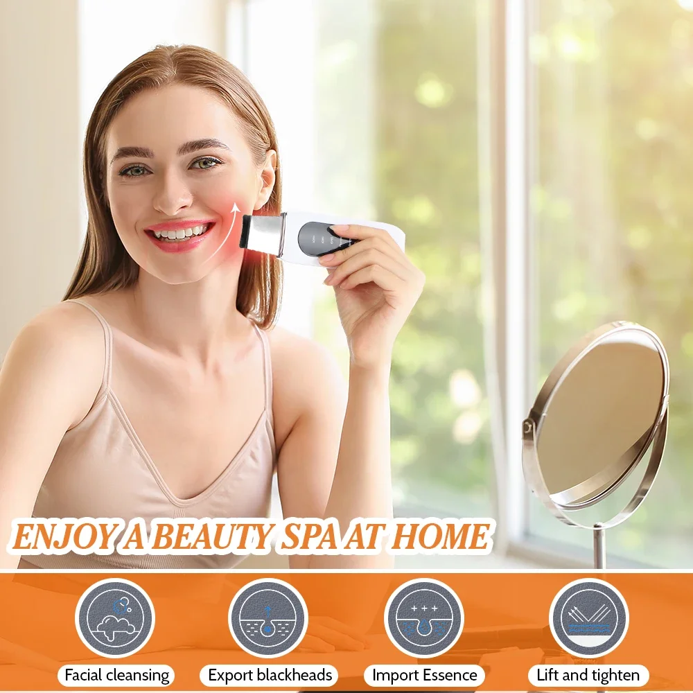 Épurateur de peau à ultrasons 5 Modes LED rouge bleu lumière EMS lifting points noirs dissolvant acné pores nettoyage Peeling Machine pelle
