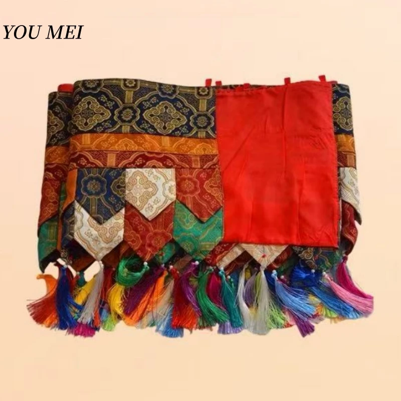 Multiple Patterned Tibetan Auspicious Curtain Flags,Colorful Embroidery Prayer Flag,5m Buddhist Item Hall Floral Hanging Curtain