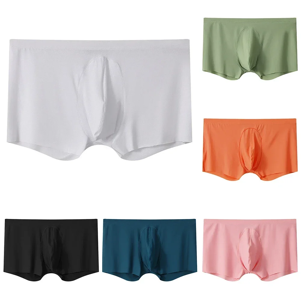 

Mens Boxer Trunks Seamless Shorts U Convex Pouch Briefs Underwear Underpants Slip Homme Solid Cuecas Breathable Panties