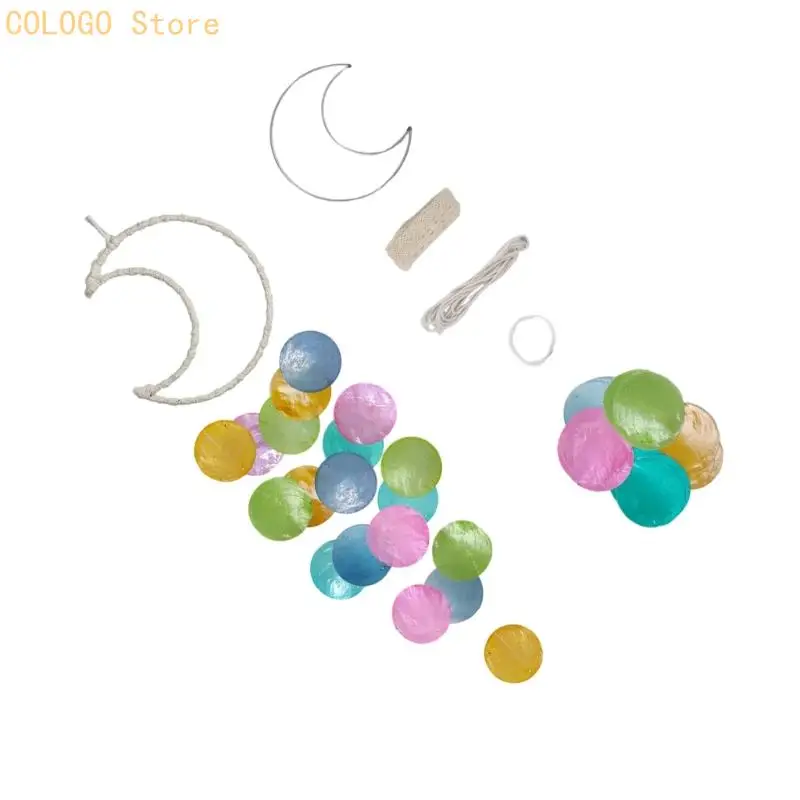 Moon Shell Hanging Wind Chimes Decors Set for Bedroom Entryway Window Display D0LD