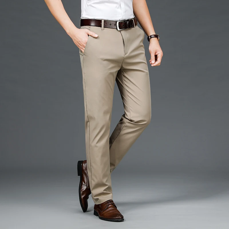 2025 autumn new style Male Pants Stretch Smart Casual Men\'s Trousers Office Quick Dry Suit Pant Korean Straight Pants