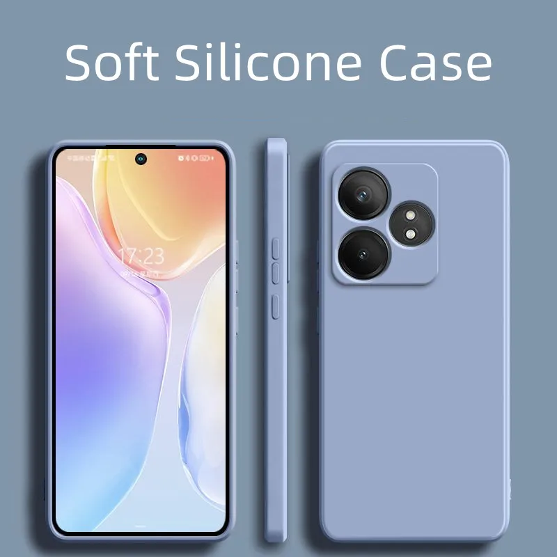 Hoesje Voor Realme Gt6 Gt 6T Neo6 Se Zachte Siliconen Rechte Rand Eenvoudige Scrub Full Effen Kleur Schokbestendige Hoes Voor Realme Gt6