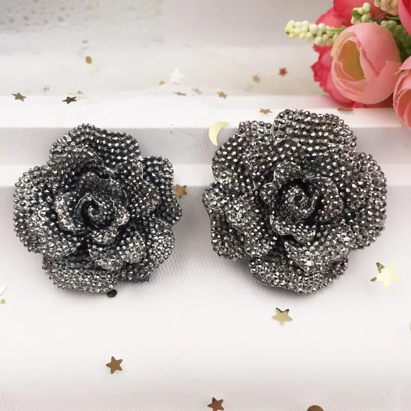 New 4pcs Bling Resin  Big Flower Flat Back  Stone Appliques DIY Wedding Scrapbook Ornament Craft SF855-856