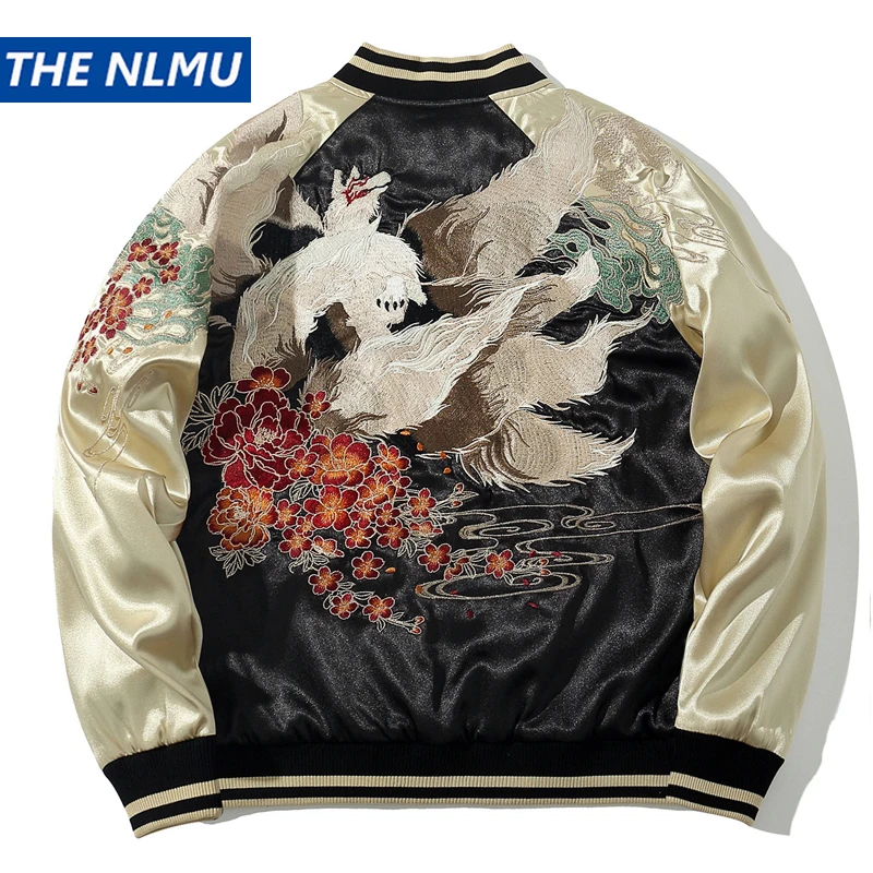 

Vintage Streetwear Japanese Sukajan Souvenir Jacket 2026 Spring Fox Embroidered Baseball Jacket Student Youth Varsity Coats