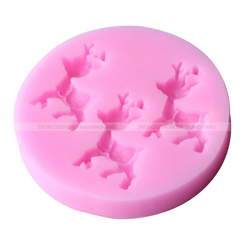 DIY Cake Mold, Deer-shaped Rose Pattern Fondant Silicone Mold E022