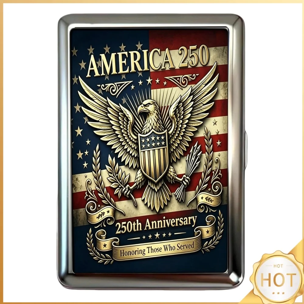 250 Anniversary Metal Versatile Card & Cash Case for Women Men Portable Smoking Boxes with Snap Closure for Credit ID Cards