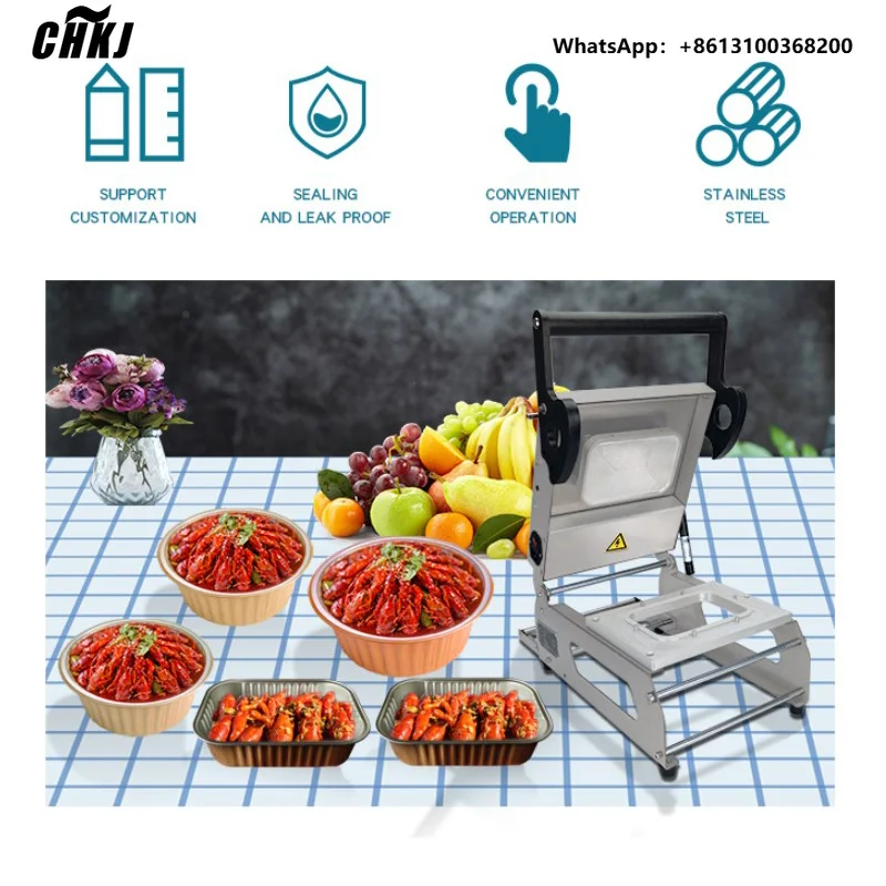 Mini Desktop Manual Food Tray Sealing Machine Stainless Steel Body Lunch Box Plastic Aluminum Foil Container Hand Press Sealer f