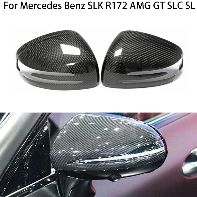 

Для Mercedes Benz SLK R172 AMG GT SLC SL R197 200 230 250 350 55 2012-2018 Чехлы на боковые зеркала заднего вида из настоящего углеродного волокна автомобиля