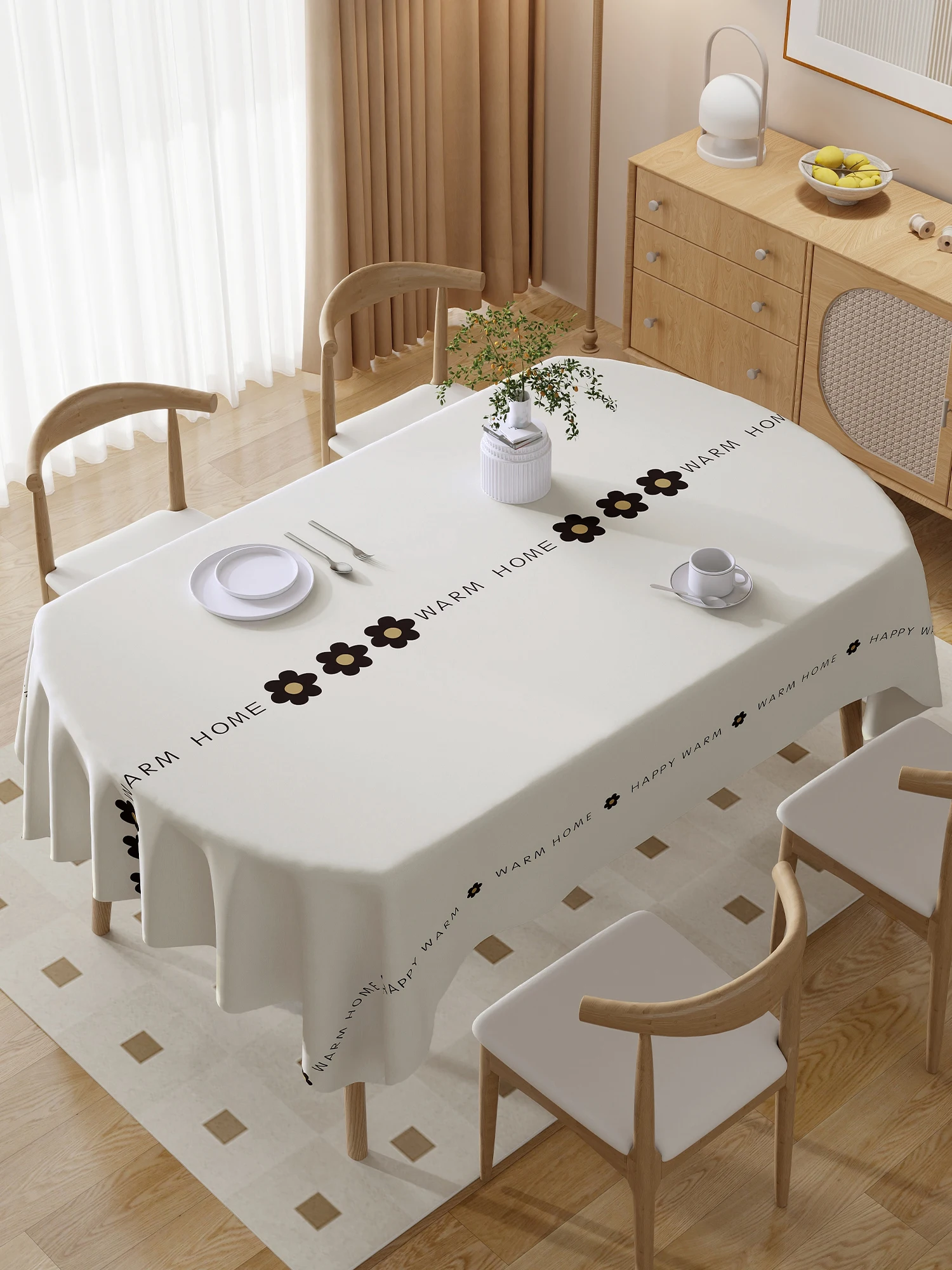 

Oval tablecloth leave-in waterproof, oil-proof and anti-scalding dining table tablecloth coffee table fabric 2025 new light