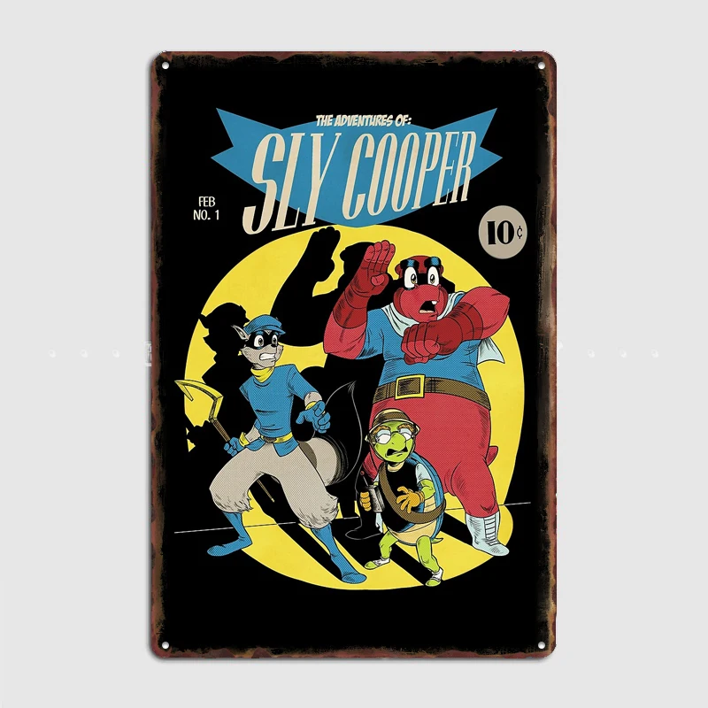 The Adventures of Sly Cooper Poster Metal Sign Bedroom Indoor Outdoor Home Decor Bar Custom Posters Wall Room Decorations