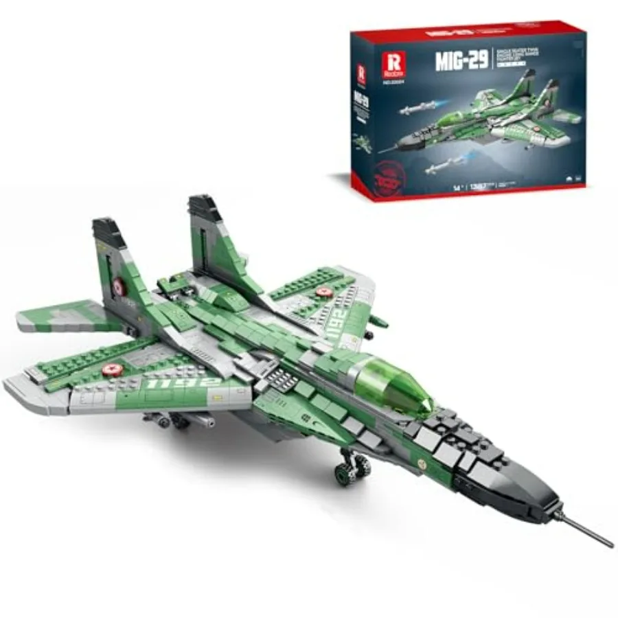 

Military aircraft display model kit for home or office decor: MIG-29 fighter jet built from durable ABS plastic in gray and blu