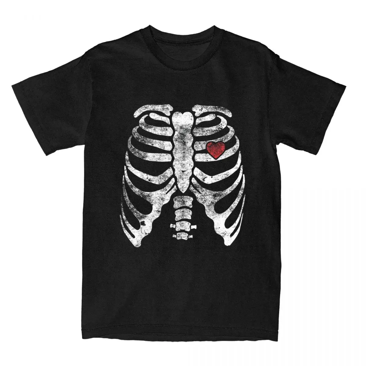 Men's Heart Rib Cage X-Ray Adult Kids Funny Halloween Skeleton T Shirts Cotton Tops Fun Novelty Bone Chest Tees Party T-Shirts