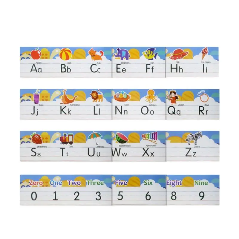 Alphabet Poster Chart Manuscript Bulletin BoardWall Alphabet Chart Nursery Decor 0-10 Number & A To Z Letters For Playroom