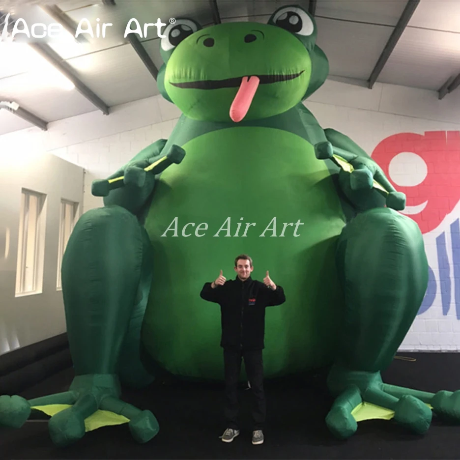 Lovely Green Giant Seating Inflatable Frog Balloon Shape Replica for Event Advertising or Park Decoration