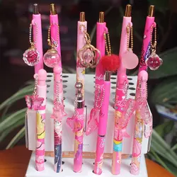 4Pcs Barbie Writing Pen Cartoon Princess Student Girl Kawaii Pendant Love Pink Mechanical Pencils Stationery School Gift