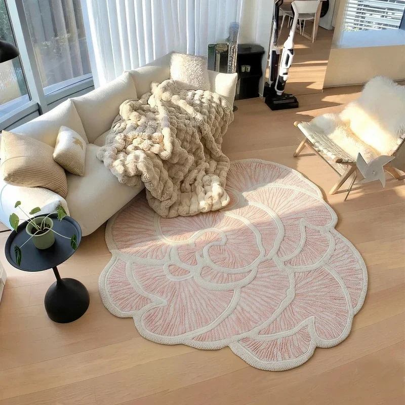 Irregular Shape Carpets for Living Room Thick Plush Cloakroom Rug French Style Bedroom Decor Carpet Fluffy Soft Lounge Floor Mat
