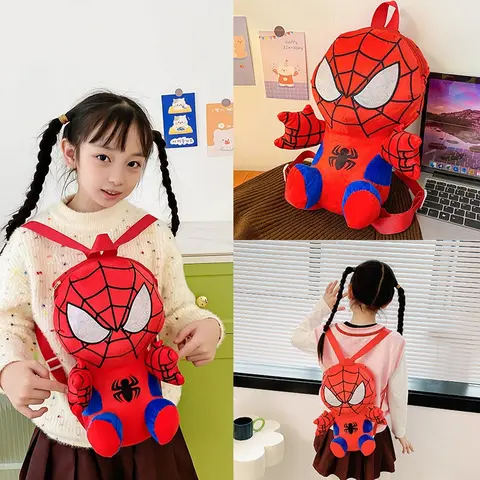 New Marvel Spider Man Backpack Anime Cartoon Cute Small Doll Bag Fashion Travel Outdoor Bag Kawaii Plush Backpack Birthday Gift