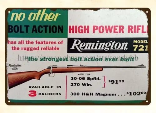 dorm room wall art Remington Firearms rifle ammo hunting metal tin sign
