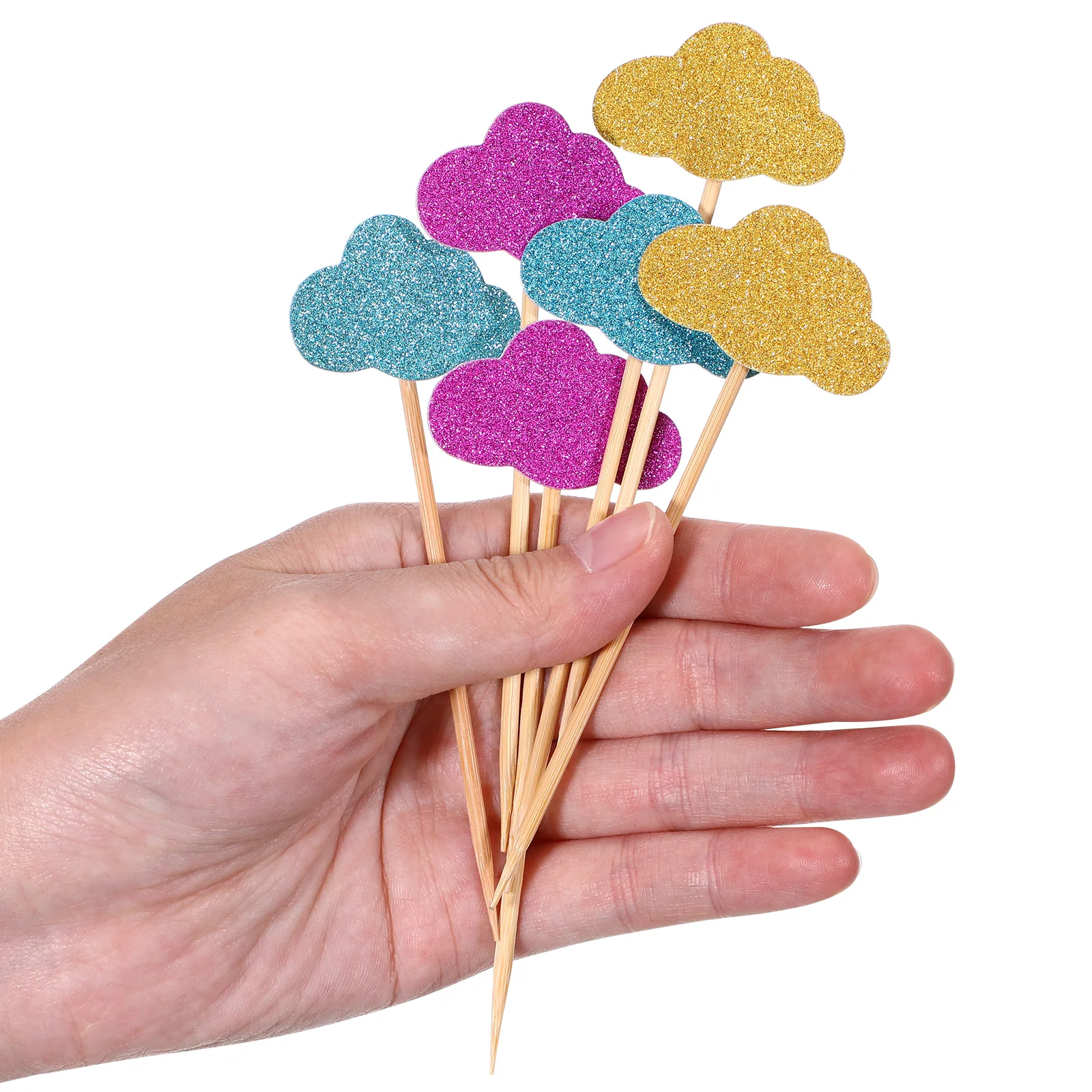 

20pcs Cake Decorations Glittering Cloud Shape Birthday Toppers Safe EcoFriendly Cupcake Picks Party Food Decor Kids Celebrations