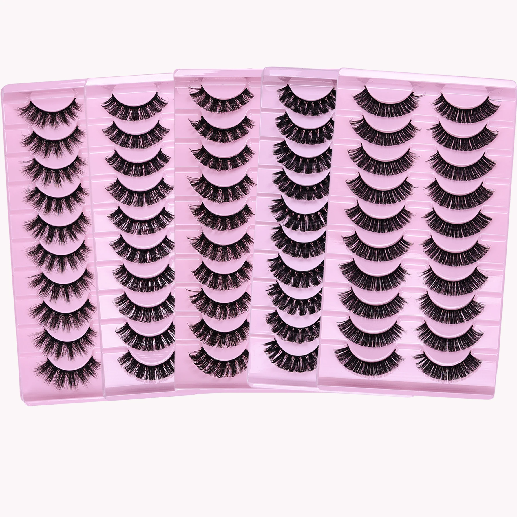 D-Curl Russische Streifenwimpern Flauschige Volumen-Falschwimpern D-Curl Dramatische Unordentliche Katzenaugen-Wimpern Make-up Kunstwimpern – Detail 3