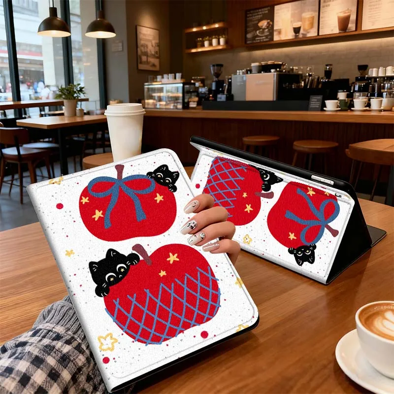 

Apple Cat Illustration Pattern For Xiaomi Mi Redmi Poco Pad 2 4 5 7S 6S 6 7 8 Max Plus Ultra SE Pro K 2025 Tablet Case