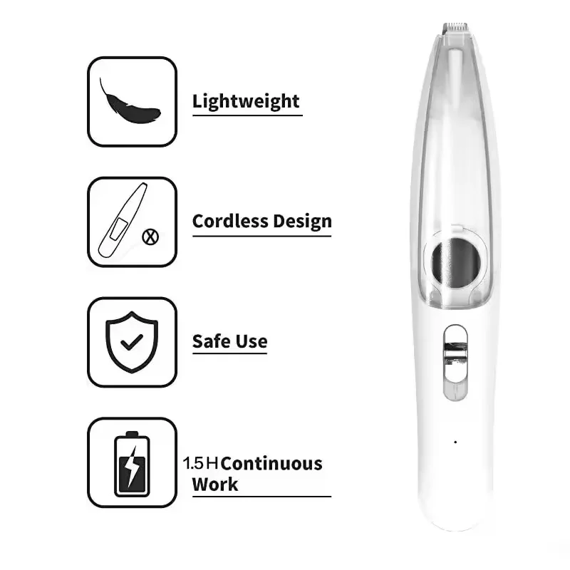2-in-1 Vacuum Pet Hair Trimmer & Paw Shaver 6