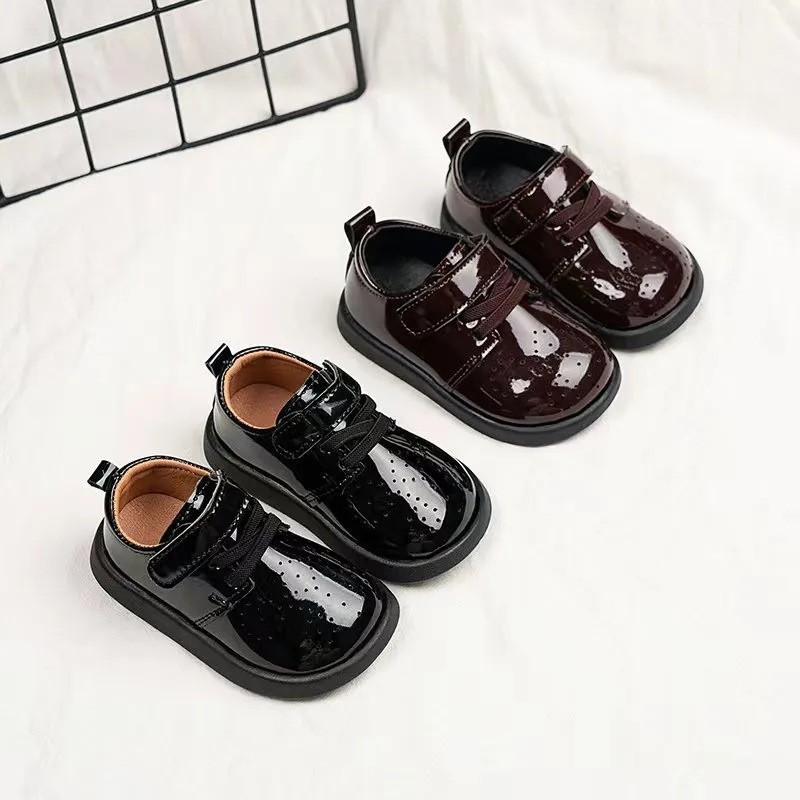 Boys Spring Autumn Soft-Soled Non-Slip Leather Shoes Breathable Single Shoes School Boys Lightweight children Walking Shoes Kids