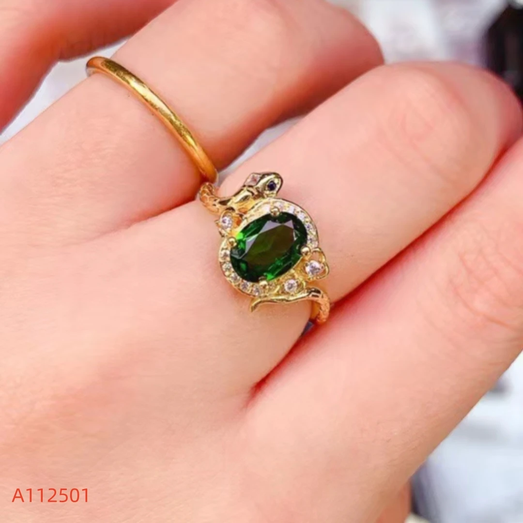 

Natural Russian Diopside Women's Ring S925 Pure Silver Exquisite Inlaid High Clarity Gems Support Testing Party New Year's Gift