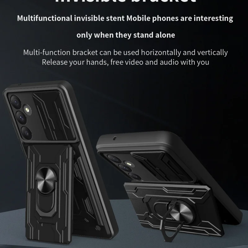 Slide Camera Lens Funda for Samsung Galaxy A35 5G Case Armor Ring Stand Protect Cover for SAM Galaxy A35 5G Capa