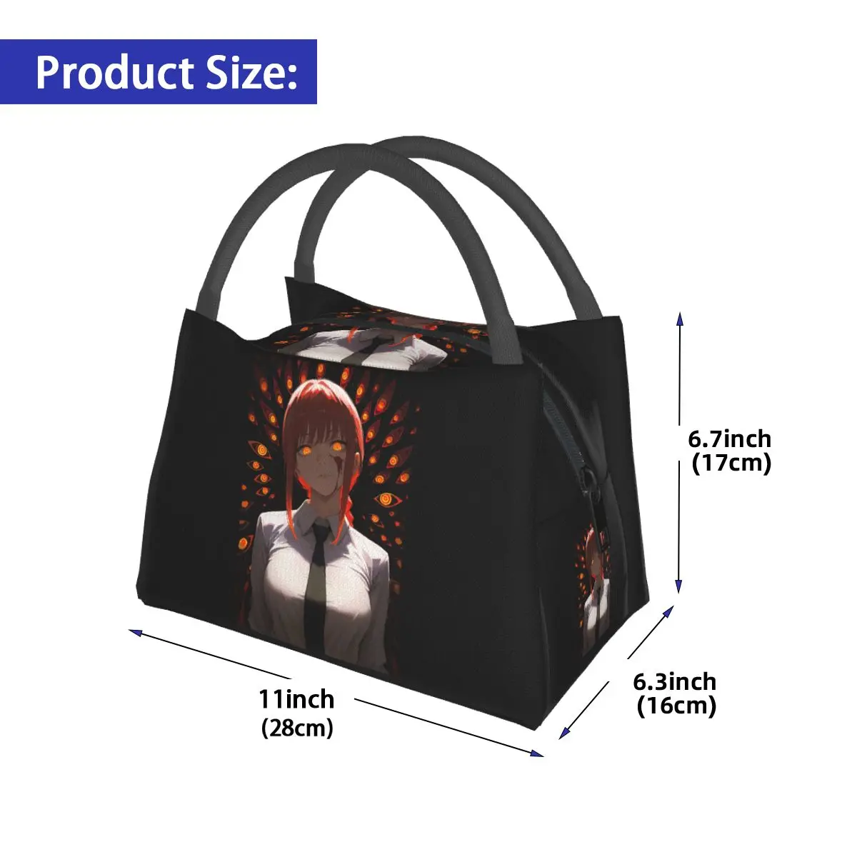 Makima Insulated Lunch Bag for School Bento Storage Food Boxes Portable Container Cooler Thermal Lunch Box Tote