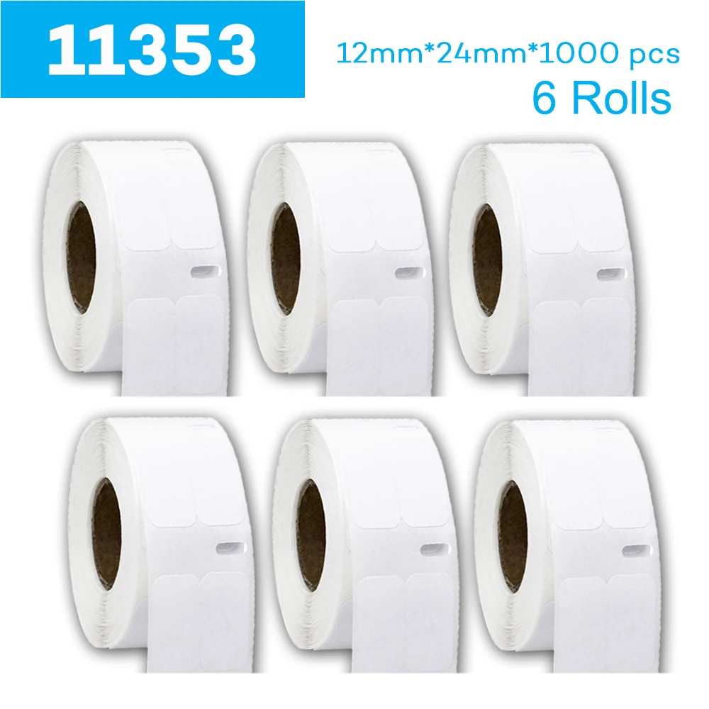 

6Rolls Thermal Paper 12mm*24mm label Roll LW 11353 compatible for Dymo LabelWriter Label Maker LW-450 450 Turbo Printer Machine