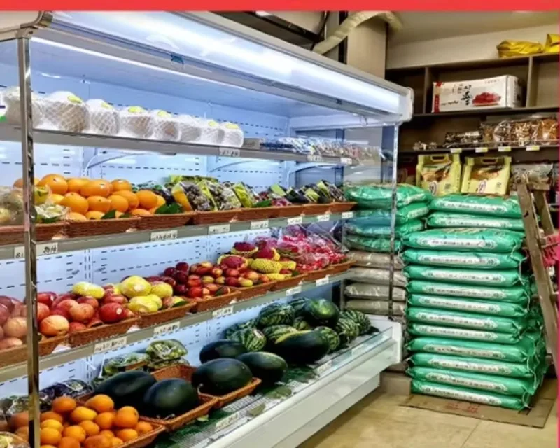 Customized Commercial Supermarket Air Curtain Cabinet for Fresh-keeping Fruit Beverage Display Refrigerated Display Equipment