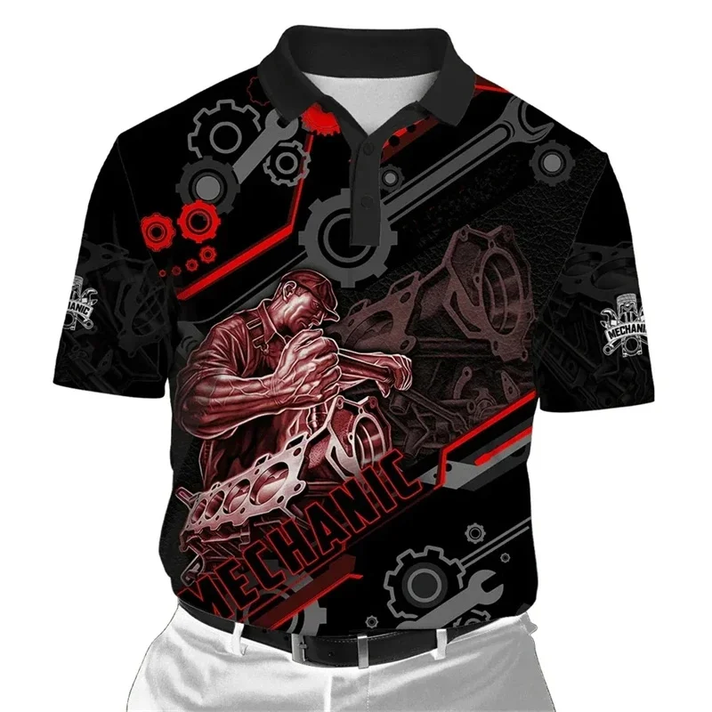 3D Print Men's Polo Shirts Summer Casual Loose Short Sleeve