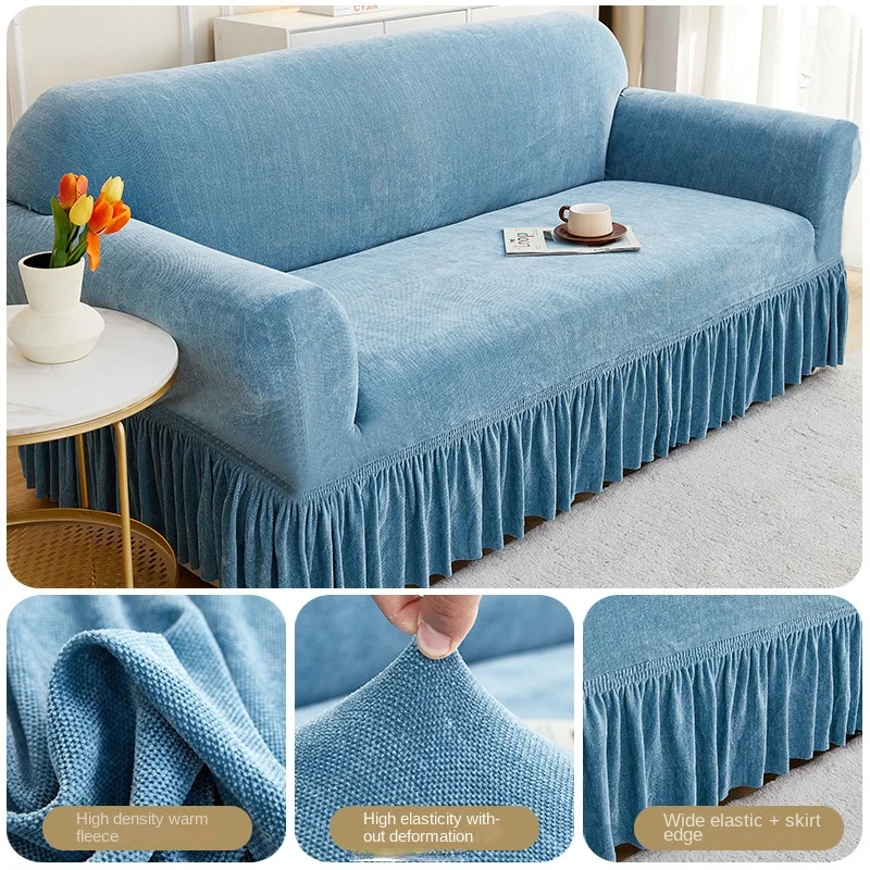 2023 New Four Seasons Universal Chenille Sofa Cushion Modern Light Luxury All Inclusive Elastic Cover Anti Slip Sofa Set