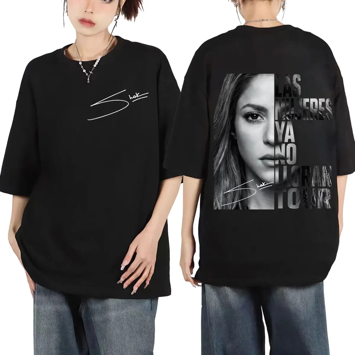Shakira Las Mujeres Ya No Lloran World Tour 2026 T-Shirts für Männer und Frauen, modisches ästhetisches T-Shirt, Sommer, lässiges, lockeres Baumwoll-T-Shirt