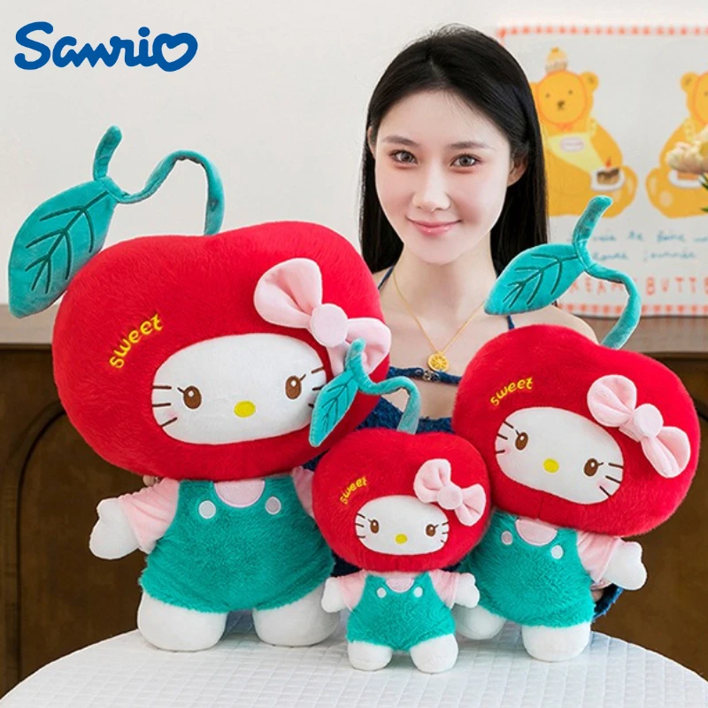 

35/45/65CM Sanrio Cherry Hello Kitty Plushies Cartoon Anime Stuffed Comfortable Soft Doll Kawaii Peluche Ornament Children Gift