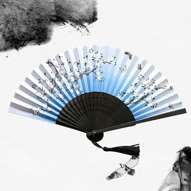 Vintage Style Chinese Fan Craft Gift Hand Fans For Wedding Party Dance Tassel Folding Fan Photo Props Home Decoration Ornaments